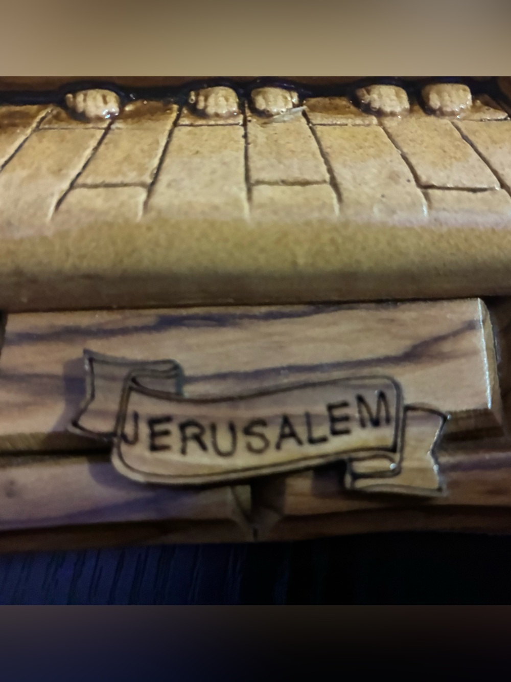 Jerusalem Olive Wood Wall Plaque - Natural Brown